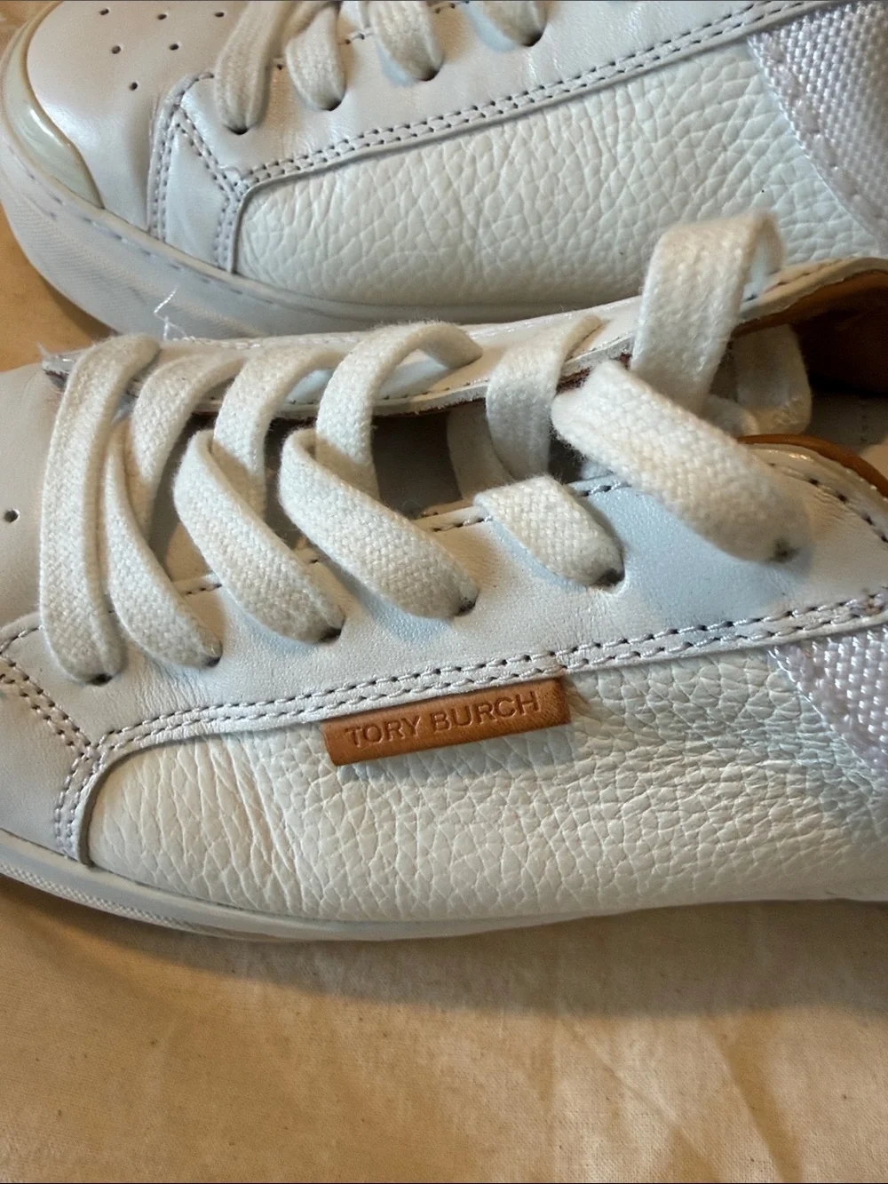 Tory Burch Ladybug Platform Sneakers White Leather Women’s Size 7